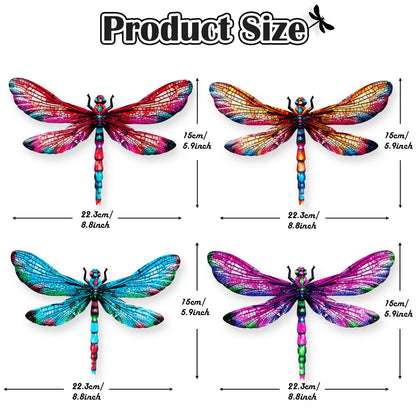 SUNREEK Metal Dragonfly Wall Decor, 9 Inches Dragonfly Outdoor Wall Art for Fence Garden Yard Patio Decorations