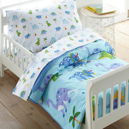 Wildkin Kids Cotton Toddler Comforter Set – Soft & Lightweight, Fits Standard Crib Mattress - Dinosaur Land