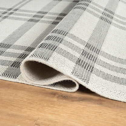 CAMILSON Easy Jute Rug 10x14, Indoor Outdoor Off-White Color Fiber Area Rugs for Living Room Patio and Dining Room Rug, Checkred Boho Woven Design, Easy-Cleaning, Washable Outside Carpet (10 x 14)
