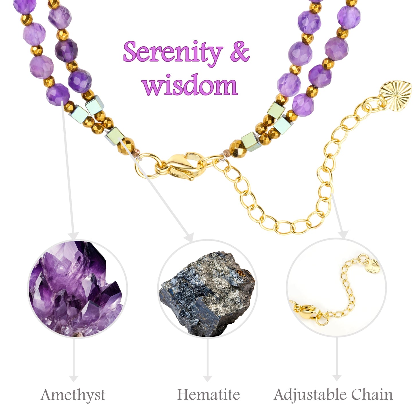 Farfume Amethyst - Wisdom - Crystal Beaded Bracelets, Chakra 4mm Natural Stone Beads Bracelets, Gemstone Spiritual Jewelry Gifts for Mother's Day