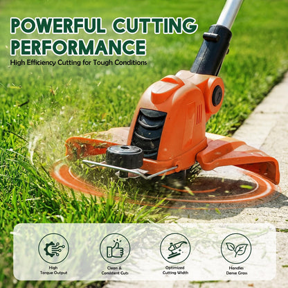21V Weed Wacker Weed Eater: Electric String Trimmer and Edger 2in1 Lawn Tool Battery Powered 12 Inch Grass Cutter with 2Pack 2000mAh Batteries and Charger, Lightweight for Small Yard Garden Home Use