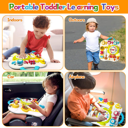 ROHSCE Montessori Busy Board Sensory Toys for Toddlers 1-3, Activity Music & LED Light Up Montessori Toys for 2+ Year Old, Travel Toys for 2 Year Old Boys & Girls, 2025