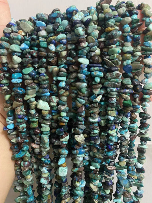 PLTbeads 7-8mm Natural Azurite Fynchenite Gemstone Chips Beads Healing Crystals Waist Bracelets Necklace Kit Irregular Stone DIY Crafts Design Jewelry Making