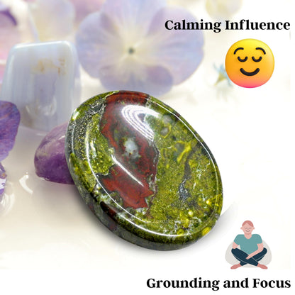 Amazing Gemstone Dragon Bloodstone Worry Stone Crystals and Healing Stones - Worry Stones for Stress Relief Gifts - Piedra Crystal Fidget for Meditation - Unique Stocking Stuffers and Birthday Gifts