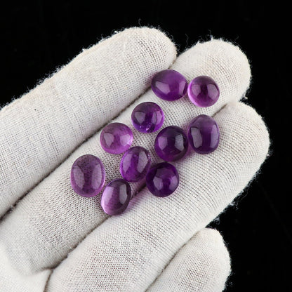 CRYSTALIS Wholesale 10pcs Natural Amethyst Loose Gemstone Bulk Cabochons Jewelry Making Supply, Chakra Healing Polished Stones, Wire Wrapping, DIY, Gem Collection, Mix-Shape, 6-10mm