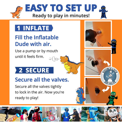 INFLATABLE DUDES Dinosaur Toy 47 Inches - Kids Punching Bag | Already Filled with Sand| T-Rex | Bop Bag | Inflatable Bopper | Punching Bag for Kids | Dinosaur Party Decorations | Boxing - (Rex)