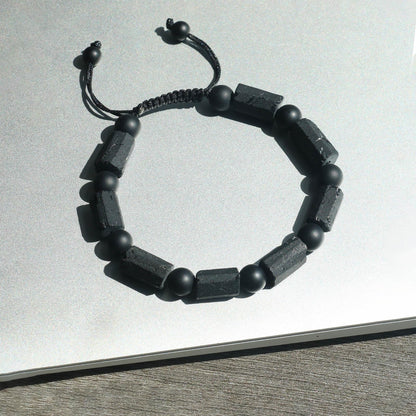 GENASTO Black Tourmaline Stone Bracelet for Men - Premium Tourmaline Crystal Onyx Beads Mens Bracelet, Protection Chakra Healing Beaded Bracelets Men's Gifts Jewelry for Him