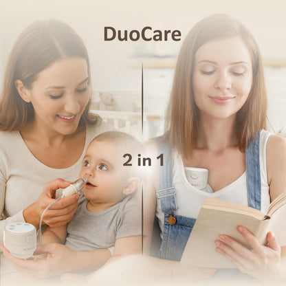 Nurseva DuoCare 60N Hands Free Breast Pump & Nasal Aspirator Kit – 2026 Upgraded Wearable Electric Breast Pump Milk Collector – Portable & Wireless for Nursing Moms – 4 Modes, 15 Levels