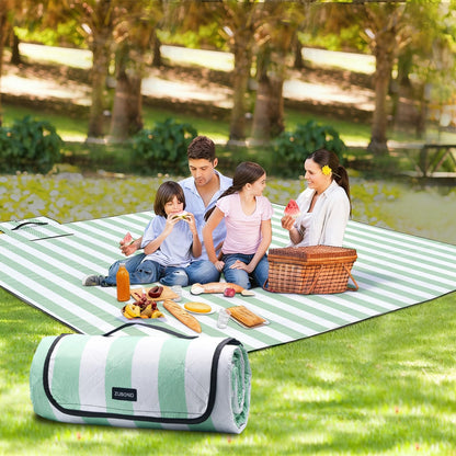 ZUBOND Picnic Blanket 80''x80'', Waterproof Sandproof Beach Outdoor Camping Mat Extra Large Foldable Gingham Big Travel Essential Accessories Gift Park Patio Lawn Garden Grass Ground Music Festival