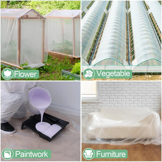 20 x 28 FT Clear Greenhouse Plastic Sheeting, 6 Mil Polyethylene Film Heavy Duty, Water Sun Frost Wind Dust Resistant Winter Hoop House Toughness Plastic Cover for Farming, Gardening, Agriculture,DIY