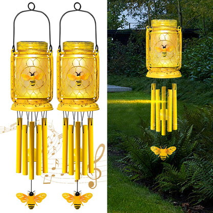 Vcdsoy 2 Pack Solar Bee Wind Chimes for Outside for Mom Women Grandma,Solar Bee Mason Jar Wind Chime Light Unique Hanging Wind Chimes Outdoor,IP65 Waterproof, for Yard Garden Terrace
