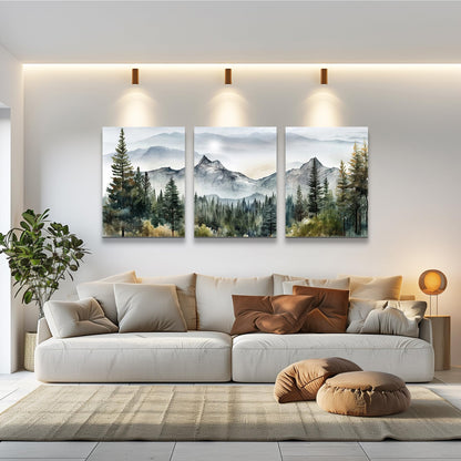 MHARTK66 3 Piece Framed Canvas Art Prints Wall Art for Living Room Modern Wall Decor for Bedroom Office Decor Abstract Mountain Forest Landscapes Ink Painting Ready to Hang Wall Pictures Home Decor