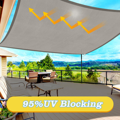 HappyTrends Sun Shade Sail,10'x 13' Heavy Duty UV Protection Beach Shade Canopy Wind sail,Tear and Rust Resistant Patio sail Shade for Yard Deck Lawn Garden Rectangle Sunshade(Grey)