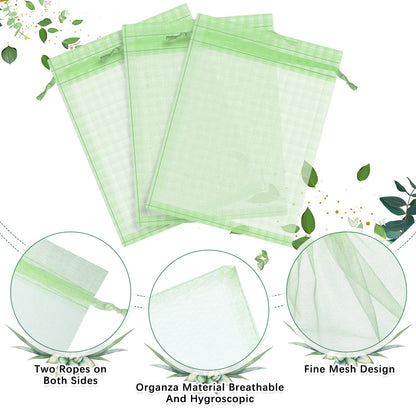 Boao 200 Pcs Fruit Protection Bags Fruit Netting Bags with Drawstring for Protecting Vegetable Net Cover Reusable Mesh Bag for Garden Apple Trees
