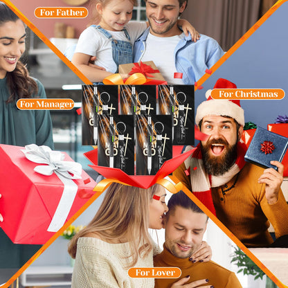 Quelay 30 Set Fathers Day Church Gifts Bulk Man of God Christian Gifts for Men 6 in 1 Multi Tool Pen with Silicone Keychain Religious Cards Multi Tool Gadget for Coworker Sunday School Pastor