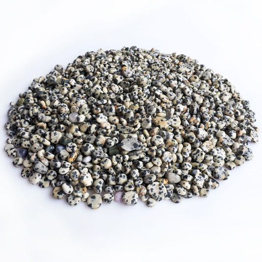Sisamn 3Lb Dalmatian Jasper Tumbled Polished Pebbles Small 5mm-8mm Natural Spotted Stones for Jewelry Making, Crafts, Home Decor, Crystal Grids, Positive Energy Gifts Bulk Stones