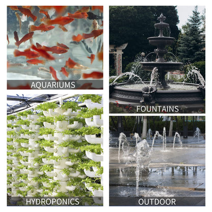 FREESEA Fountain Submersible Water Pump: 800GPH 45W Adjustable Small Pond Pump with 5ft Tubing Hose and 3 Nozzles 10ft High Lift for Outdoor | Hydroponics | Waterfall | Aquarium | Fish tank