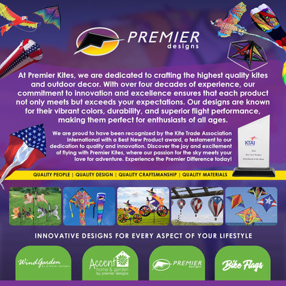 Premier Kites 18” Pop-Open Hot Air Balloon Hummingbirds – Durable Oxford Fabric, Reinforced Fiberglass Frame, Easy Click-Lock Assembly, Heavy-Duty Non-Tangle Hub, Outdoor Wind Spinner Decoration
