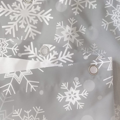 Sanzugh Grey Christmas Shower Curtain, Winter White Gray Silver Snowflake Fabric Shower Curtains Set for Bathroom Sparkly Xmas Snow Decoration with Hooks 72 X 72 inch Bath Decor