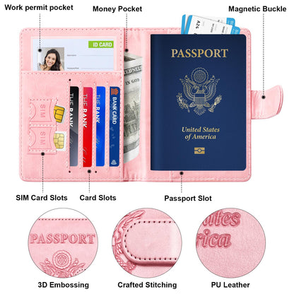 Herain Passport Holder for Travel Cruise Essentials, 2 Pcs Passport Cover Wallet Case Travel Gifts Women Men Family, RFID Passports Book Card Holders Travels Accessories Must Haves