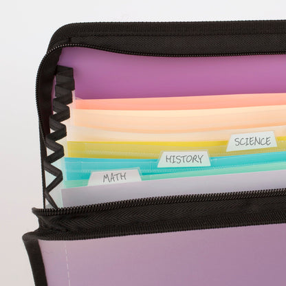 Five Star Expanding File Organizer + Study App, 7-Pocket Accordian File Organizer, Zipper Closure, Holds 8-1/2" x 11" Paper, Amethyst Purple (350099G-ECM)