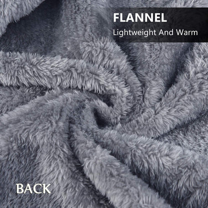 forestfish Fleece Wearable Blanket, Plaid Lap Blanket Comfy Poncho Throw with Buttons for Bed Sofa Office, Grey-White