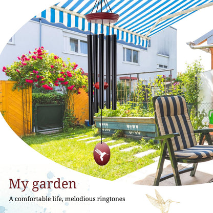 Howarmer Hummingbird Wind Chimes – 33" Outdoor Tuned Melody Wind Chime, Soothing Memorial Gift for Mom & Grandma, Weather-Resistant Metal Chimes for Garden, Patio, Yard & Home Décor