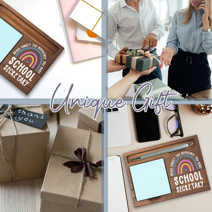 School Secretary Gifts Sticky Note Holder, Thank You Gift for School Secretary, Office Assistant, Administrative Staff, Education Appreciation Week, Graduation or Holiday PB023