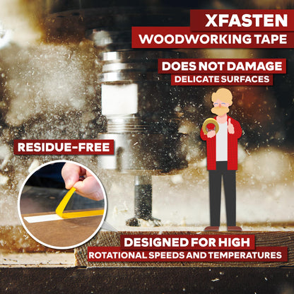 XFasten Double Sided Woodworking Tape w/Yellow Backing 2.5 Inches x 30 Yards