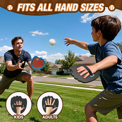 HYES Toss and Catch Ball Game, Outdoor Toys for Kids, Beach Pool Yard Games for Teens & Family, Toddler Baseball Glove Birthday Gifts for 3 4 5 6 7 8+ Year Old Boys & Girls (4 Paddles & 6 Balls)