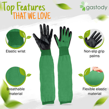 Gastody™ Long Gardening Gloves Women and Men S - Long Sleeve Garden Gloves Multipurpose Heavy Duty Outdoor and Indoor - Long Cuff Garden Gloves - Thorn Resistant Protective Work Rose Pruning Gloves