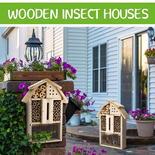 2 Set Bug Hotel Kit DIY Insect Hotel Lady Bug House for Garden DIY Cedar Wood Craft for Butterfly, Ladybird, Beneficial Insect Habitat Mason Bee House, 13.6 x 10.8 x 2.8 Inch(B)