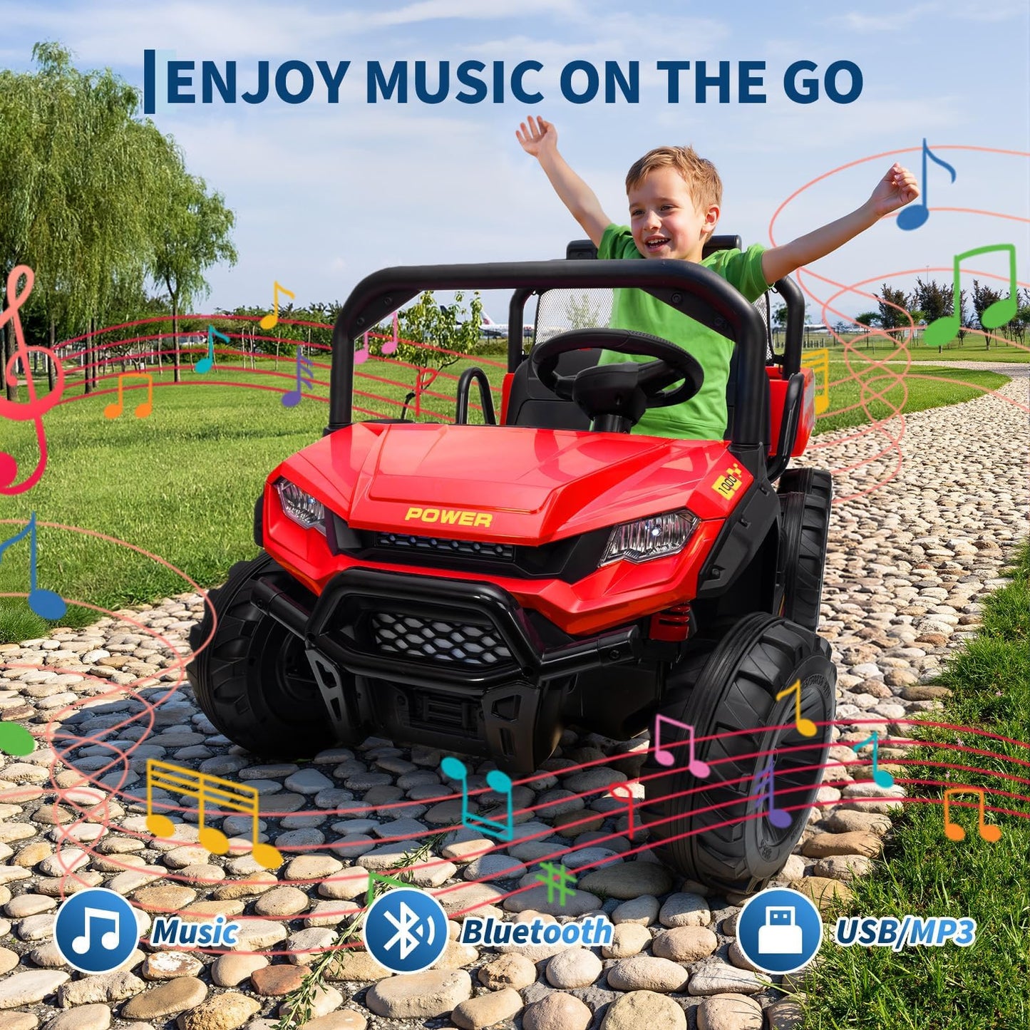 24V Electric Ride-on Dump Truck for Kids, 4WD Ride-On Car for Kids, 2-Seater UTV with Remote Control, Off-Road Electric Vehicle for Boys & Girls Outdoor Play