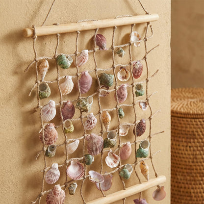 DECHOUS Sea Shell Wall Hanging Decor: Beach Ocean Macrame Wall Hanging Seashell Decor for Home Coastal Beach Themed Room - 20x15 Inch