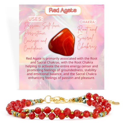Farfume Red Agate - Spirit - Crystal Beaded Bracelets, Chakra 4mm Natural Stone Beads Bracelets, Gemstone Spiritual Jewelry Gifts for Mother's Day