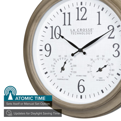 La Crosse Technology 404-18027-INT 18-inch Indoor/Outdoor Tan Atomic Analog Wall Clock