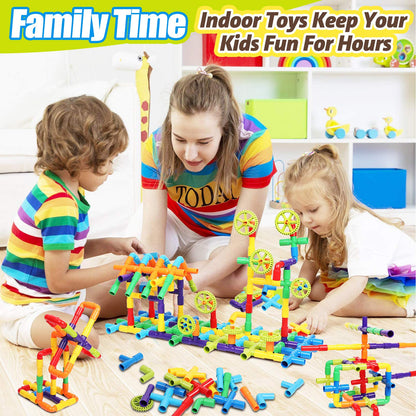 250PCS Pipe Tube Learning Toy for Toddlers, Educational STEM Bins for Classroom Preschool Building Toys, Montessori Interactive Autistic Sensory Toy, Xmas Birthday Gifts for All Ages Kids