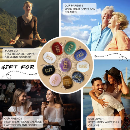 QINJIEJIE One Day at A Time Lapis Lazuli Worry Stone Healing Crystal Thumb Stones Thinking of You Gifts for Anxiety Relief Items You Got This Inspirational for Friend Encouragement Gift for Women Men