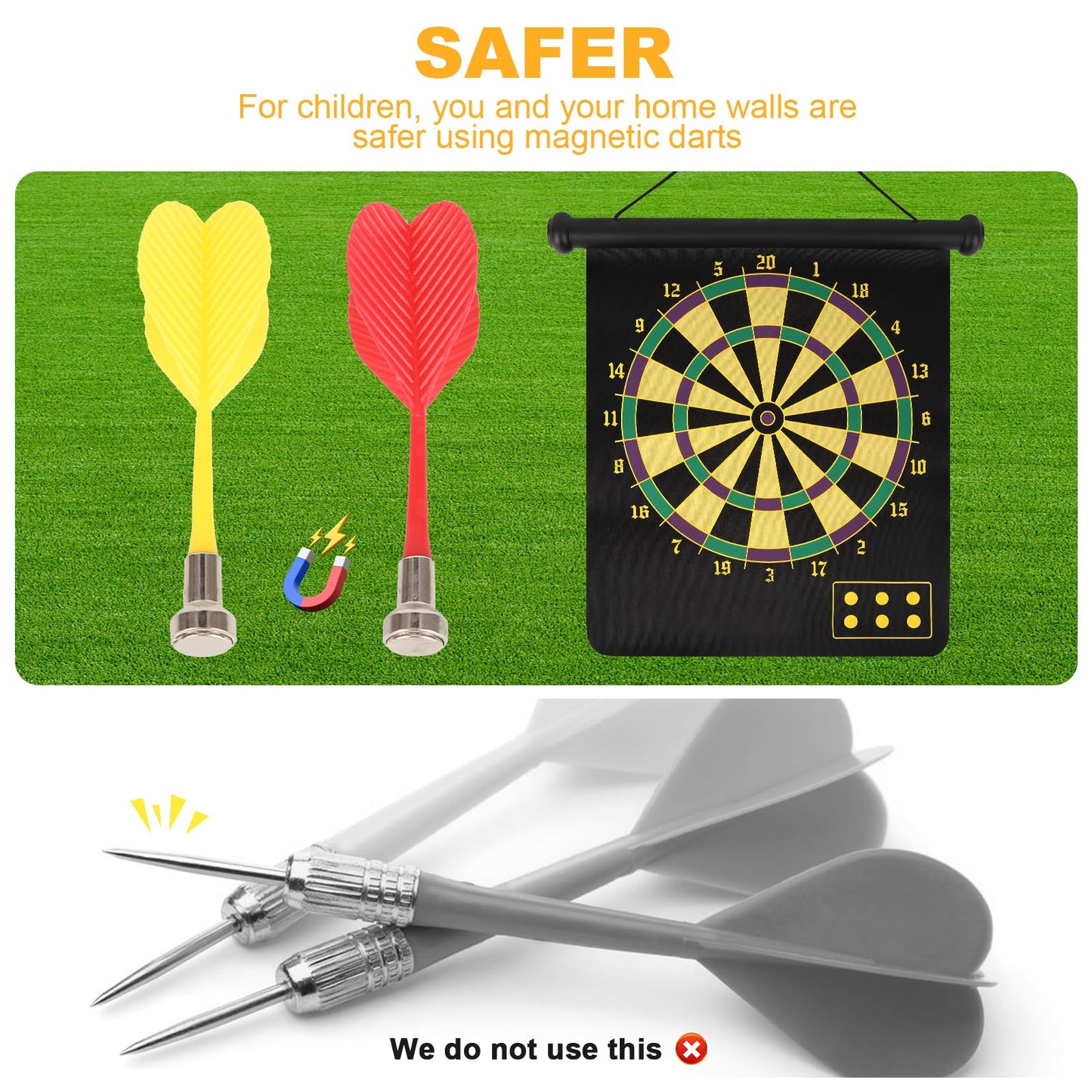 Magnetic Dart Board Set for Kids with 12 Darts - Indoor/Outdoor Safe Games for Boys & Girls Teens, Birthday Gifts Game Room Decor Toys