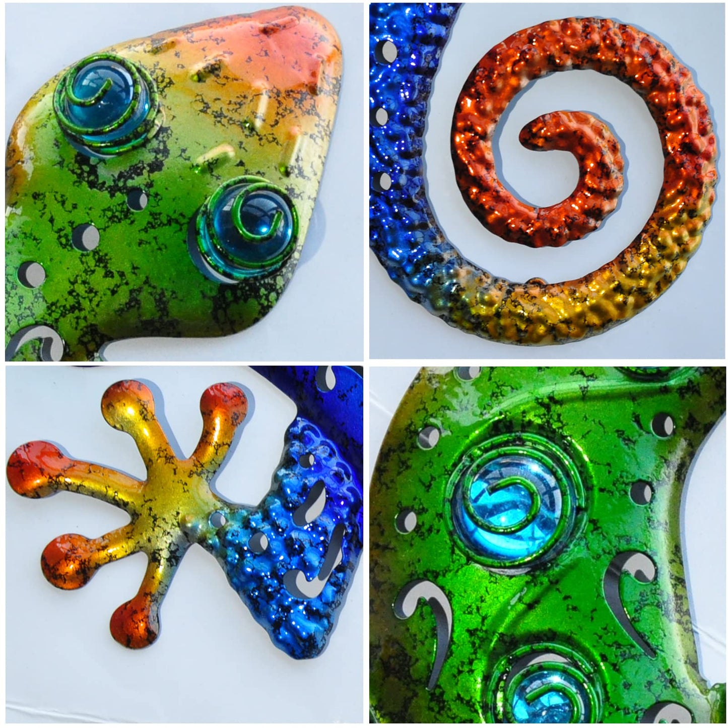 wotieuns Metal Gecko Wall Decor Lizard Wall Sculpture Garden Art Hanging Indoor Outdoor Suitable for Patio Porch Fence Living Room Patio Decor.