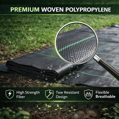 Sunifier Heavy Duty Weed Barrier Landscape Fabric, Woven Geotextile Ground Cover - Premium Weed Control Mat for Garden Beds, Driveways & Landscaping(1.3ft x 50ft)