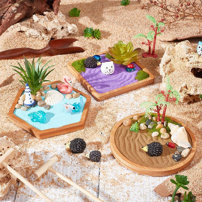 WEBEEDY Japanese Miniature Zen Garden Kit Miniature Ocean Beach Sandbox Decorations Mini Zen Garden Accessories for Christmas Home Office Desktop Decor Gift,Diameter 4/4.2/4.4"(10/10.5/11cm)