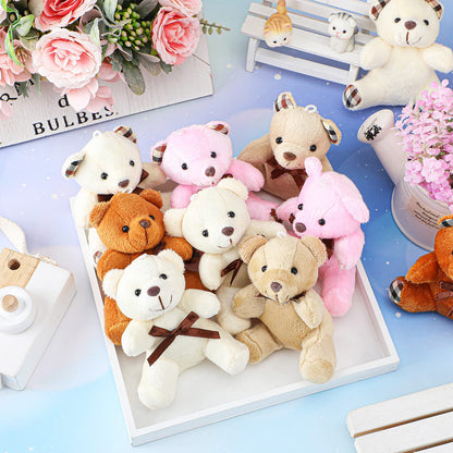 Skylety 16 Pcs Mini Plush Bear Bulk 4 Inch Bear Stuffed Animal Toy Doll Small Soft Keychain Gifts for Birthday Baby Shower Wedding Party Favor(Light Brown, Dark Brown, Pink, Beige)