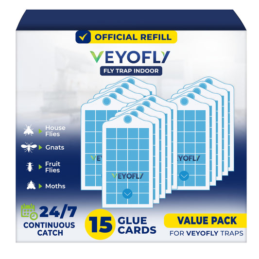 VEYOFLY Fruit Fly Traps for Indoors Refill, Gnat Traps for House Indoor, Fly Catcher, Fly Trap, Fly Trap, Plug in Catch for Fruit Flies, Moths, Gnats, Mosquito Trap (Pack of 15 Refills)