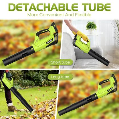 Leaf Blower, Electric Cordless Leaf Blower with 2 Batteries and Charger, 2 Speed Mode, Lightweight Cordless Blower for Blowing Leaves, Patio Cleaning, Blowers for Lawn Care and Dust
