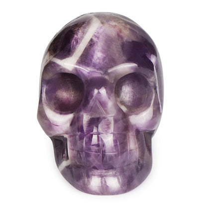 Artistone 2.0" Amethyst Crystal Skull Head Statue Halloween Home Decor Hand Carved Skull Crystal Figurine Purple Realistic Human Skull Model for Office,Kitchen Decoration
