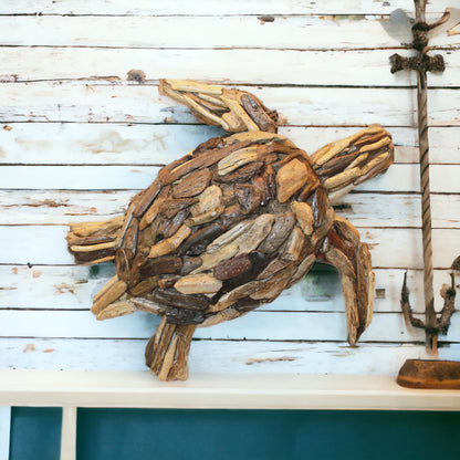 Om Gallery Driftwood Wall Art, Mother Turtle, Brown