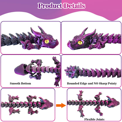 3D Printed Dragon Eggs with Dragon Inside, Large Articulated Dragons Toys with Eyes, Easter Basket Essentials Stuffers Surprise Eggs Home Decor Executive Desk Toy (Purple+Black)