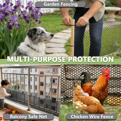 Tilvex 15.7" x 10' Plastic Mesh Fence Roll - Heavy Duty Chicken Wire Mesh Fence - Upgraded Thick Animal Barrier for Garden, Balcony Railing Safety Net, Poultry Netting with 20 Zip Ties, Black