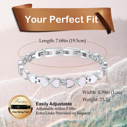 Feraco Ultra Strength Magnetic Bracelets for Women with 3800 Gauss Therapy Magnets, Titanium Steel Magnet Bracelet for Women with Natural Fritillaria, Adjustable with Sizing Tool, Original Design